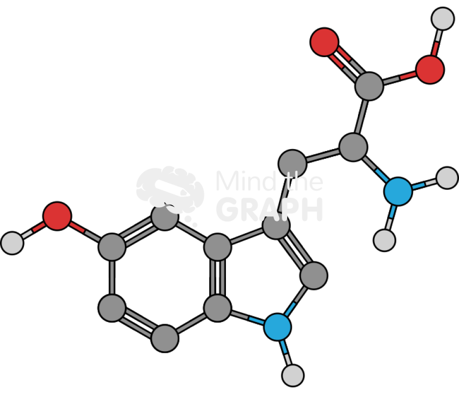 5 hydroxytryptophan molecule Icons, Symbols, Pictures, and Images