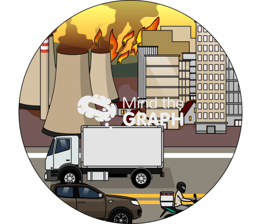 Air pollution with sources zoom Icons, Symbols, Pictures, and Images