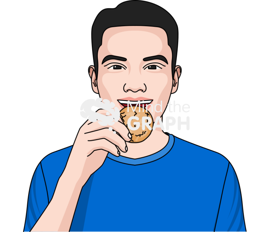 Asian man eating cookie Icons, Symbols, Pictures, and Images