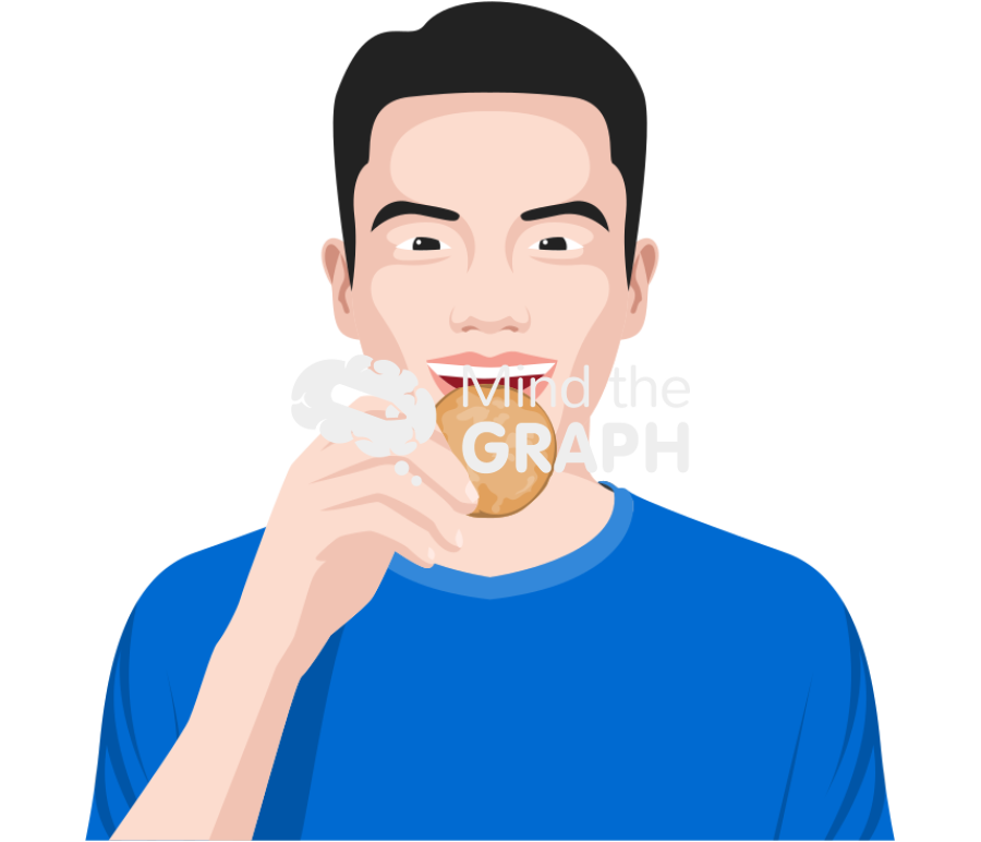 Asian man eating cookie Icons, Symbols, Pictures, and Images