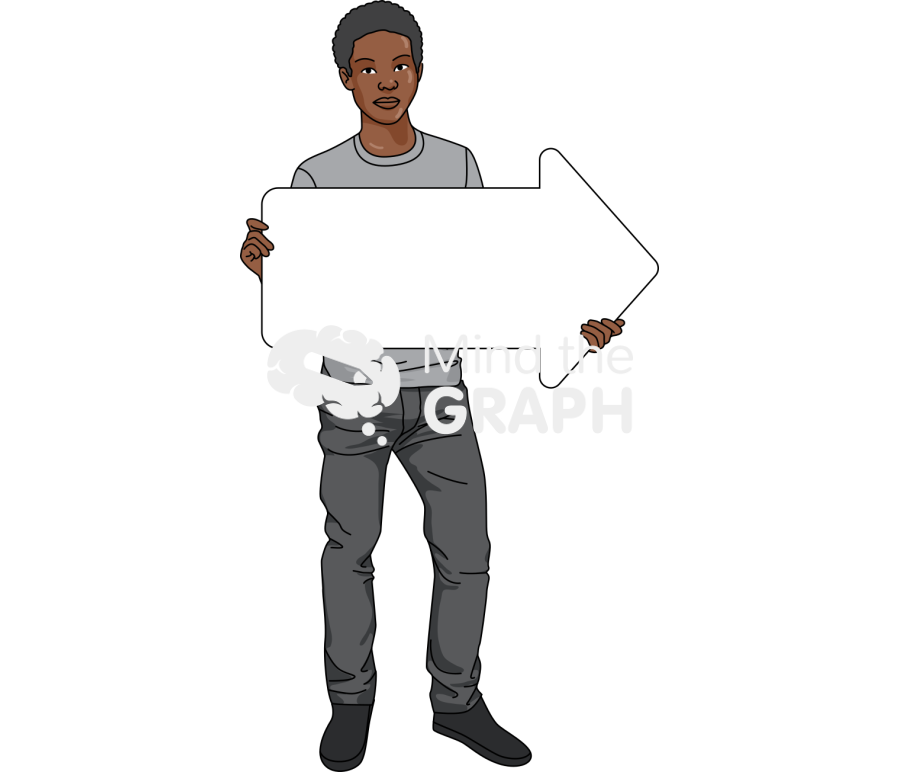 Boy casual afro holding sign Icons, Symbols, Pictures, and Images