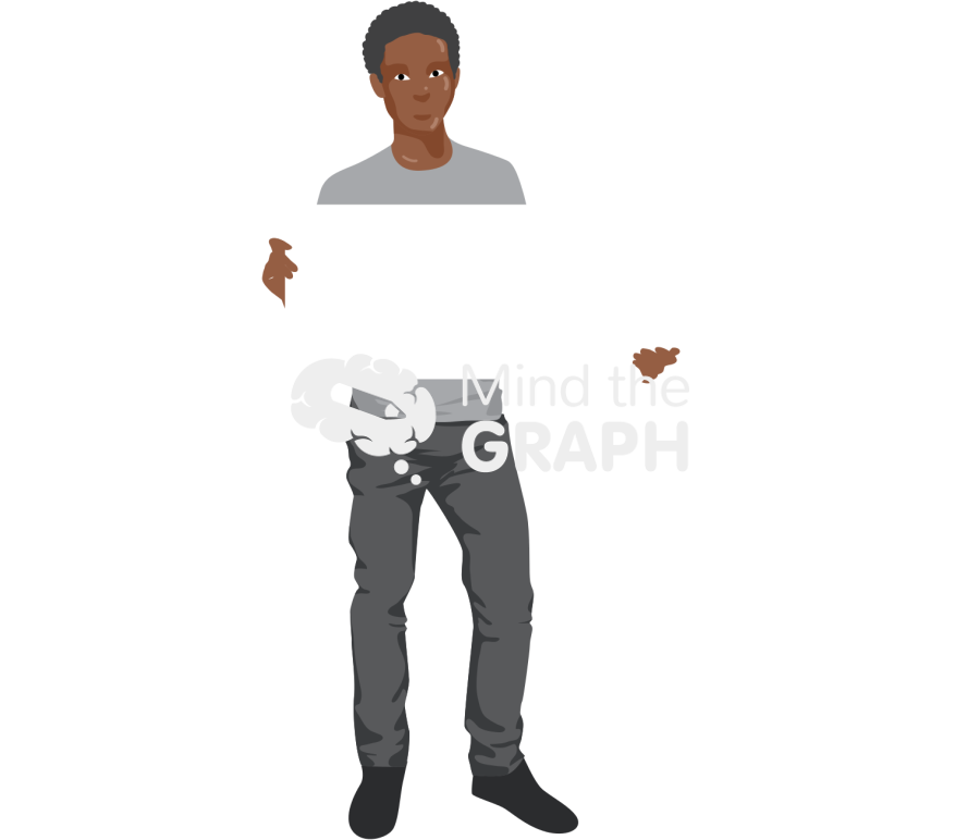 Boy casual afro holding sign Icons, Symbols, Pictures, and Images