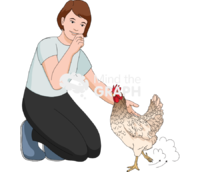 Caucasian woman with chicken scratching Icons, Symbols, Pictures, and Images