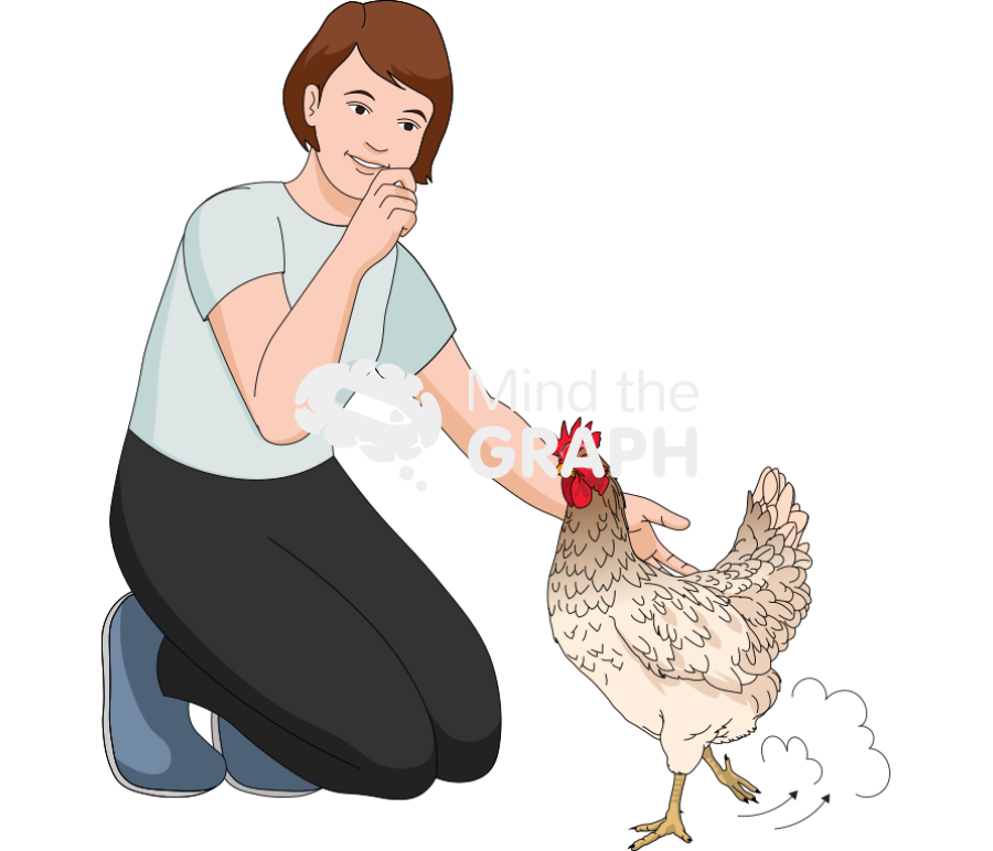 Caucasian woman with chicken scratching Icons, Symbols, Pictures, and Images