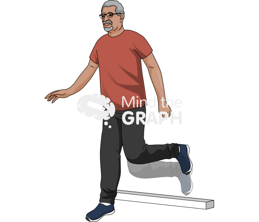 Elderly man obstacle avoidance trailing limb Icons, Symbols, Pictures, and Images