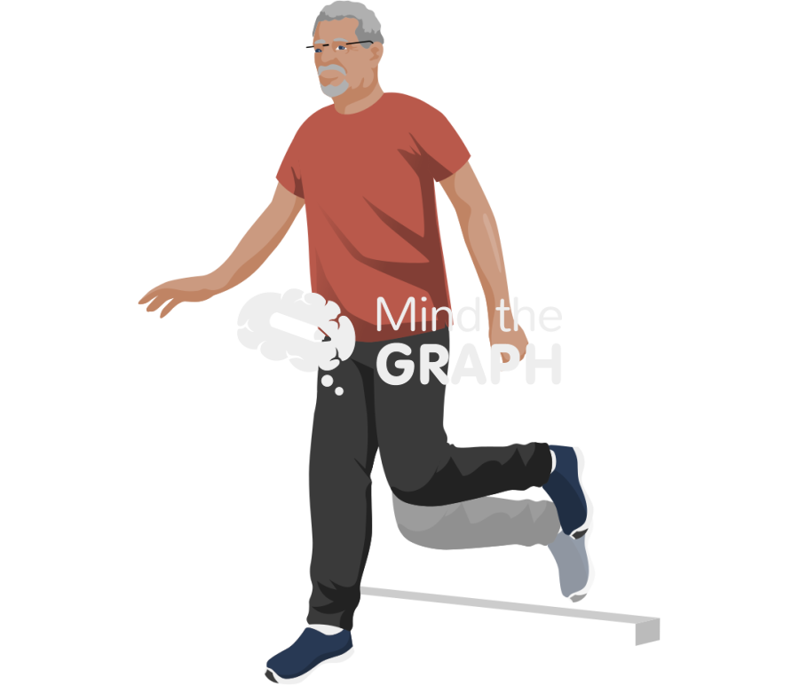 Elderly man obstacle avoidance trailing limb Icons, Symbols, Pictures, and Images