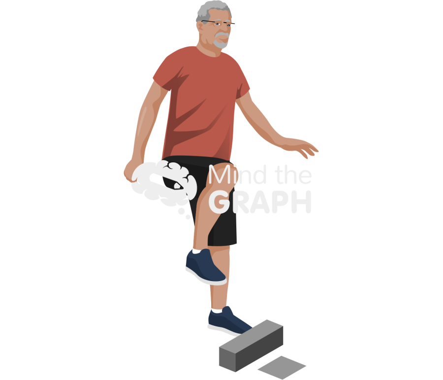 Elderly man step over obstacle right foot Icons, Symbols, Pictures, and Images