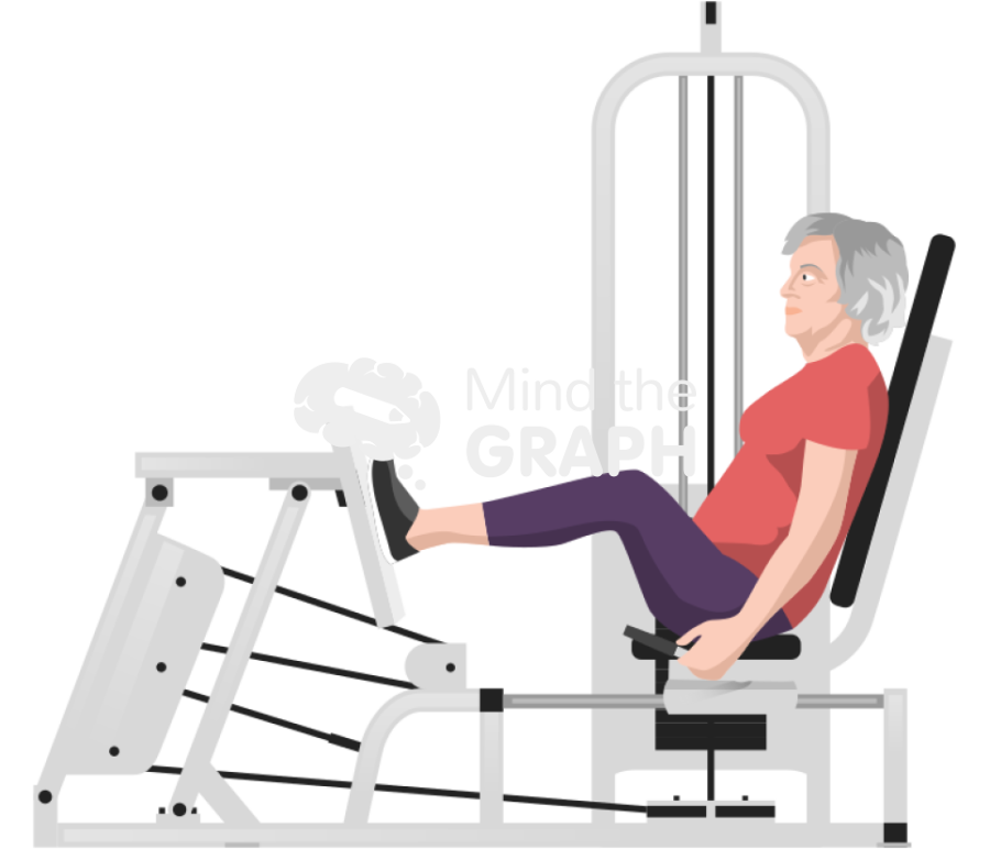 Elderly woman leg press exercise Icons, Symbols, Pictures, and Images