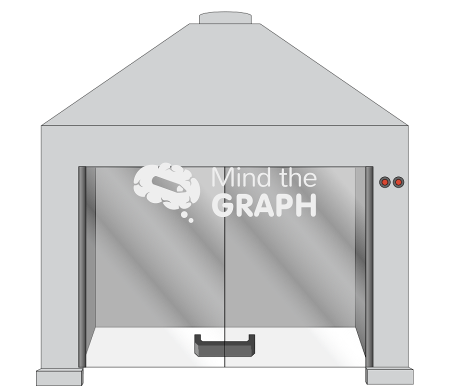Gas fume hood with suspended protective glass Icons, Symbols, Pictures, and Images
