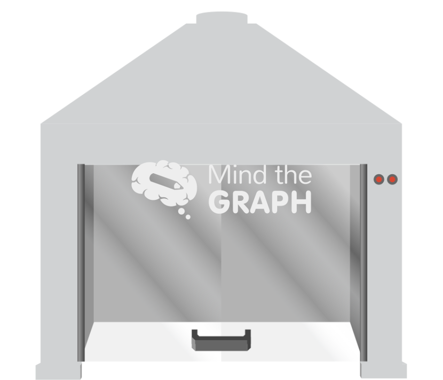 Gas fume hood with suspended protective glass Icons, Symbols, Pictures, and Images