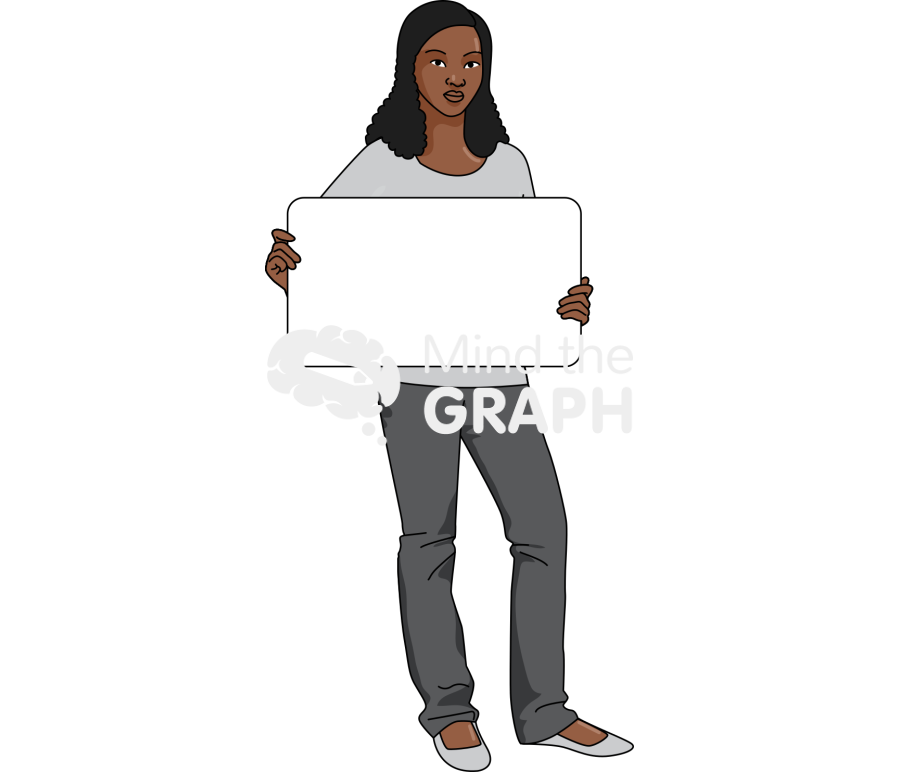 Girl casual afro holding sign Icons, Symbols, Pictures, and Images