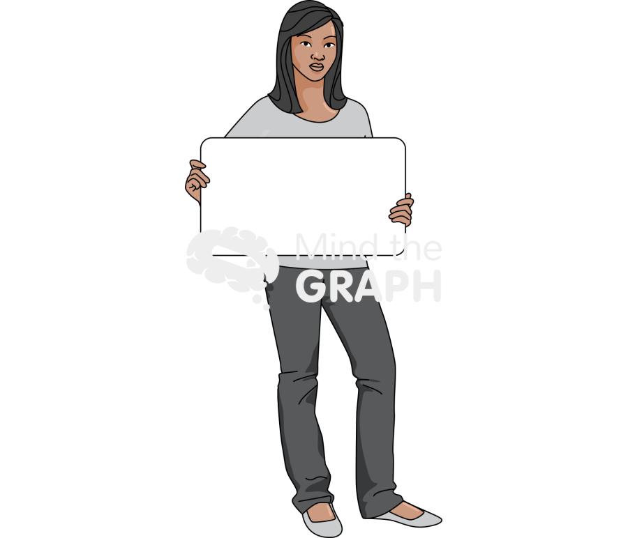 Girl casual indian holding sign Icons, Symbols, Pictures, and Images