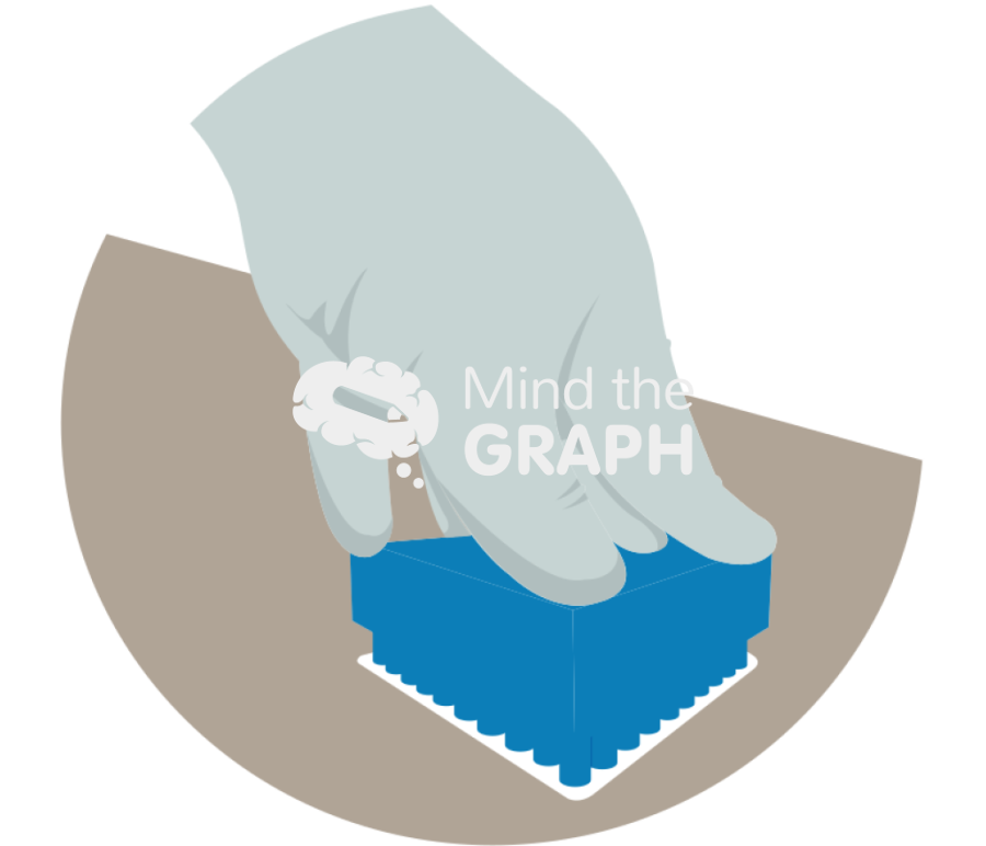 Hand pressing a triangular resin stamp zoom Icons, Symbols, Pictures, and Images