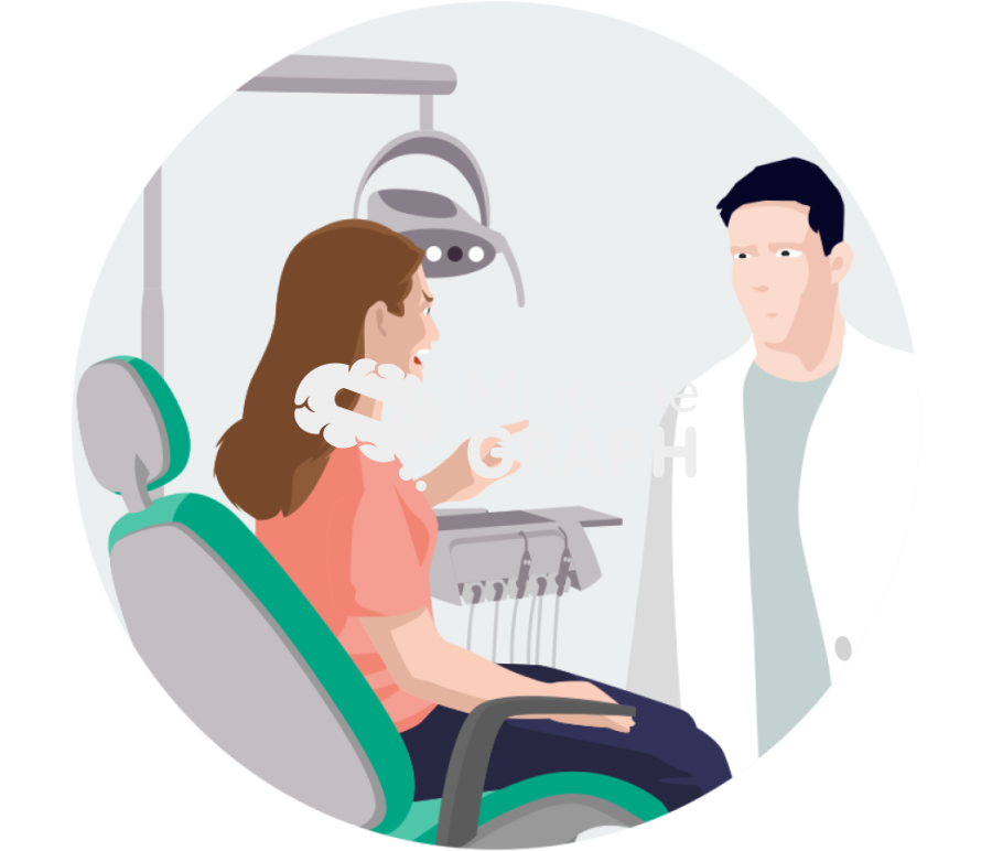 Patient outbursting on dentist zoom Icons, Symbols, Pictures, and Images