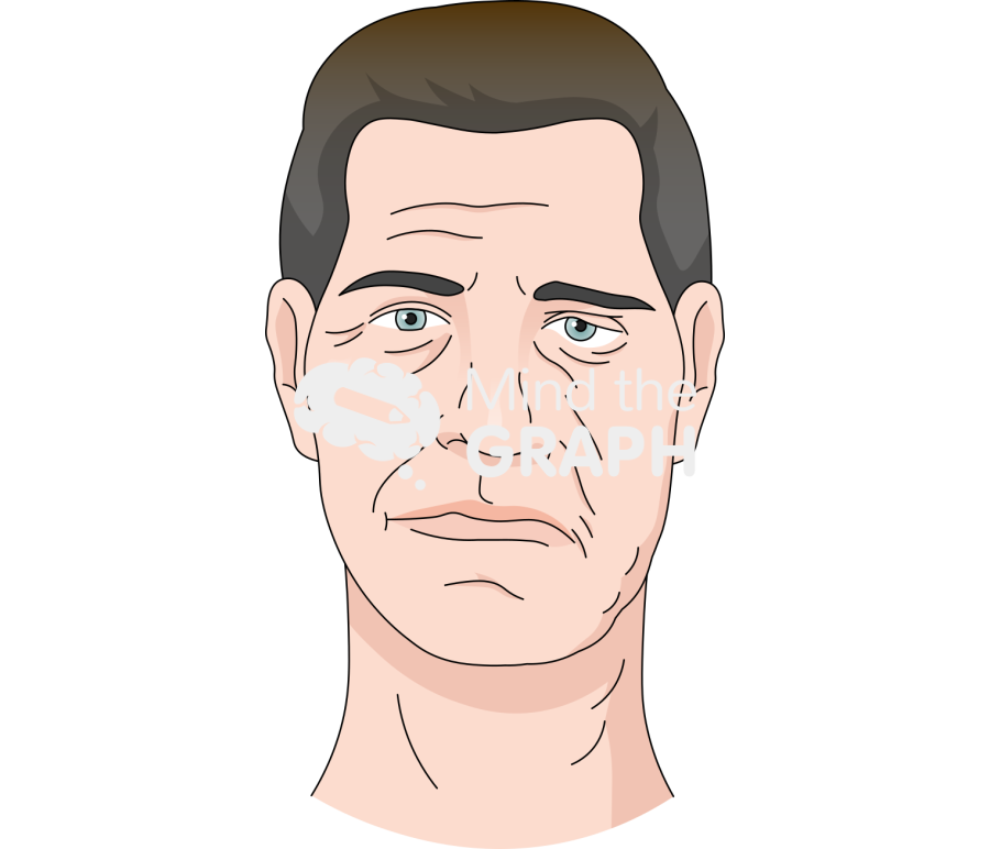Peripheral facial nerve palsy caucasian man front Icons, Symbols, Pictures, and Images