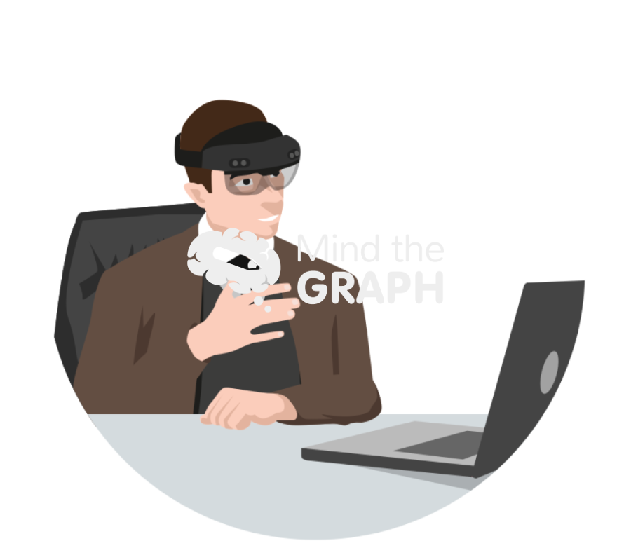 Researcher office wearing micorsoft hololens glasses zoom Icons, Symbols, Pictures, and Images