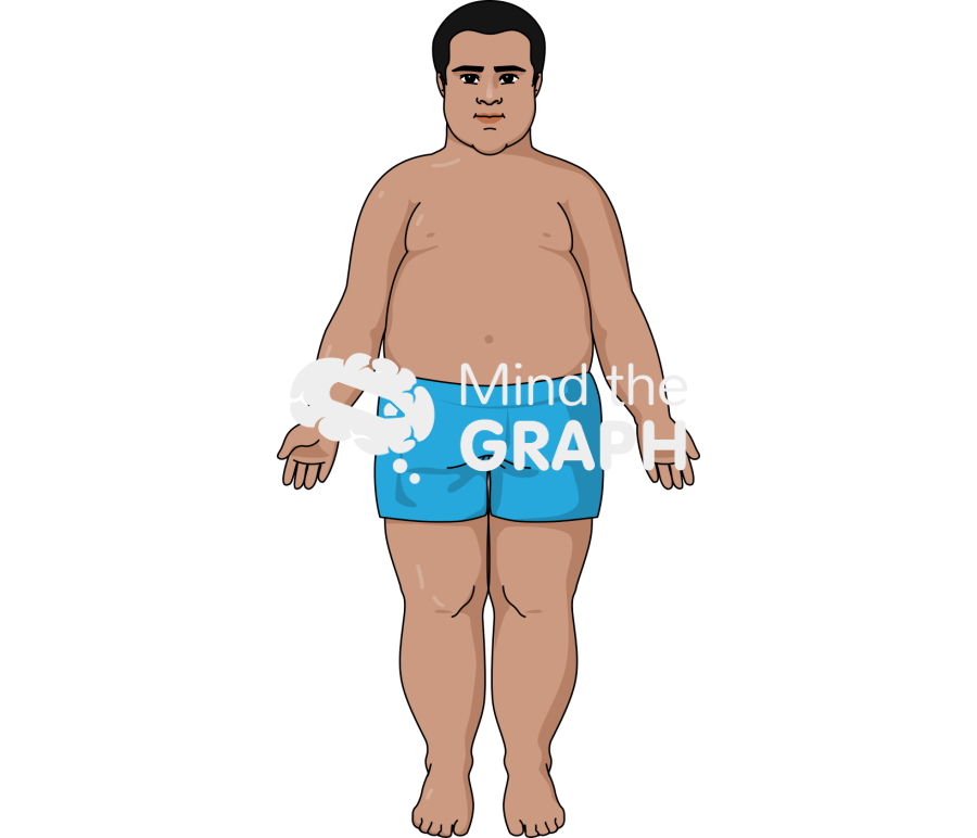 Tanned brown boy obese anatomic front Icons, Symbols, Pictures, and Images