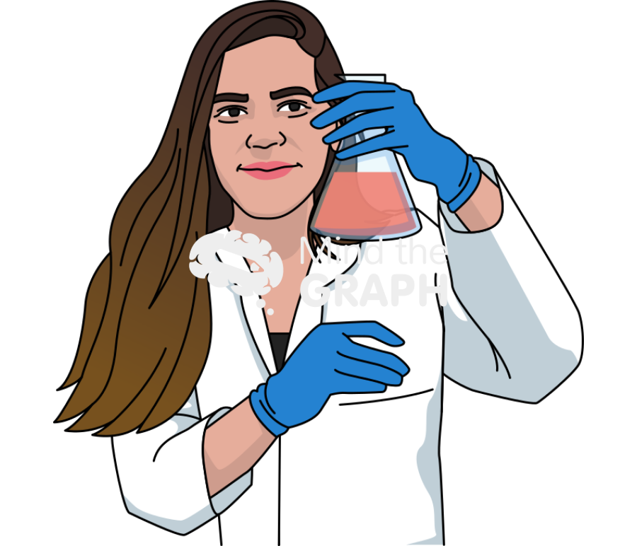 Woman researcher erlenmeyer front 4 Icons, Symbols, Pictures, and Images