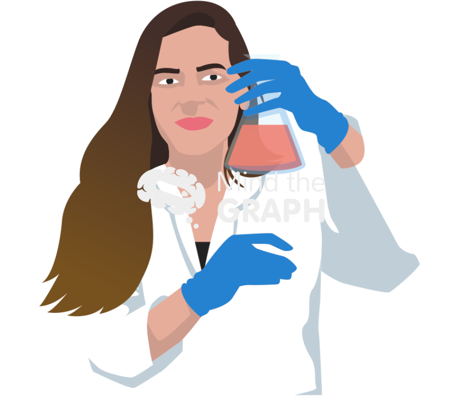 Woman researcher erlenmeyer front 4 Icons, Symbols, Pictures, and Images