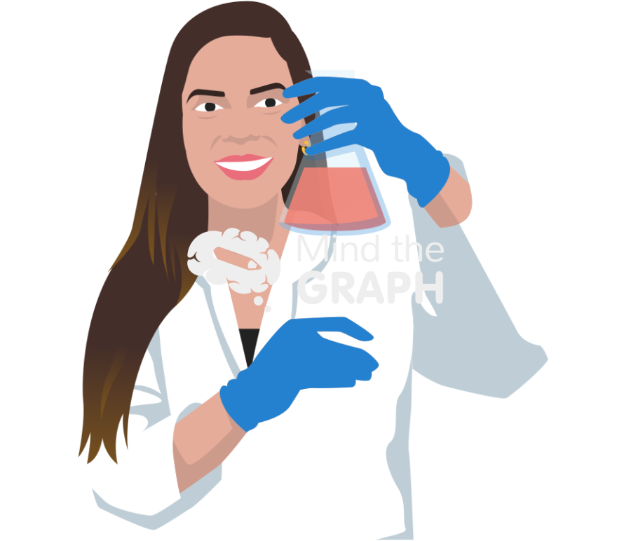 Woman researcher erlenmeyer front 5 Icons, Symbols, Pictures, and Images