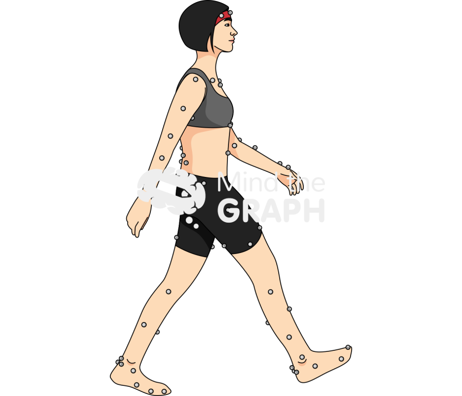 Woman walk metabolic retroflective marker side Icons, Symbols, Pictures, and Images