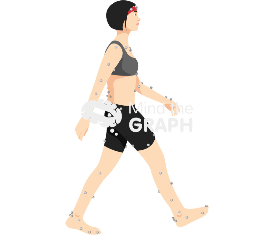 Woman walk metabolic retroflective marker side Icons, Symbols, Pictures, and Images